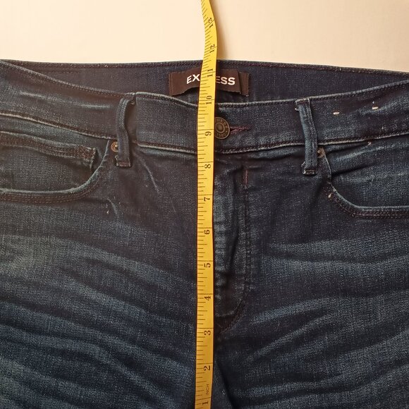 Express Jeans Size 10 Mid Rise Skinny Leg Dark Wash Chewed Edge Hem - Picture 8 of 10
